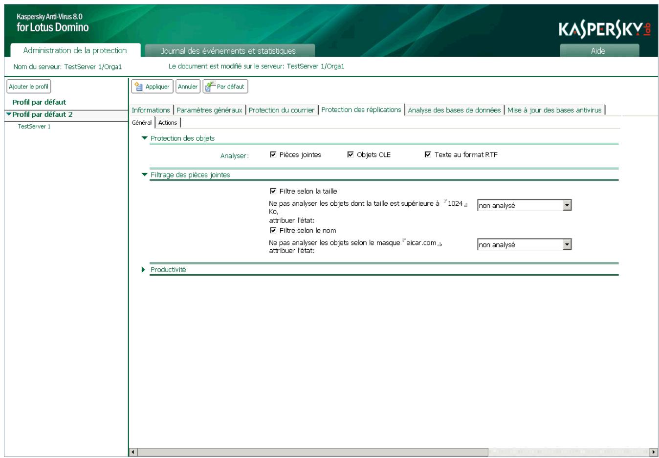 KASPERSKY ANTI-VIRUS 8 - FILTRAGE DES PIECES JOINTES EN MODE DE PROTECTION DES RÉPPLICATIONS - 1