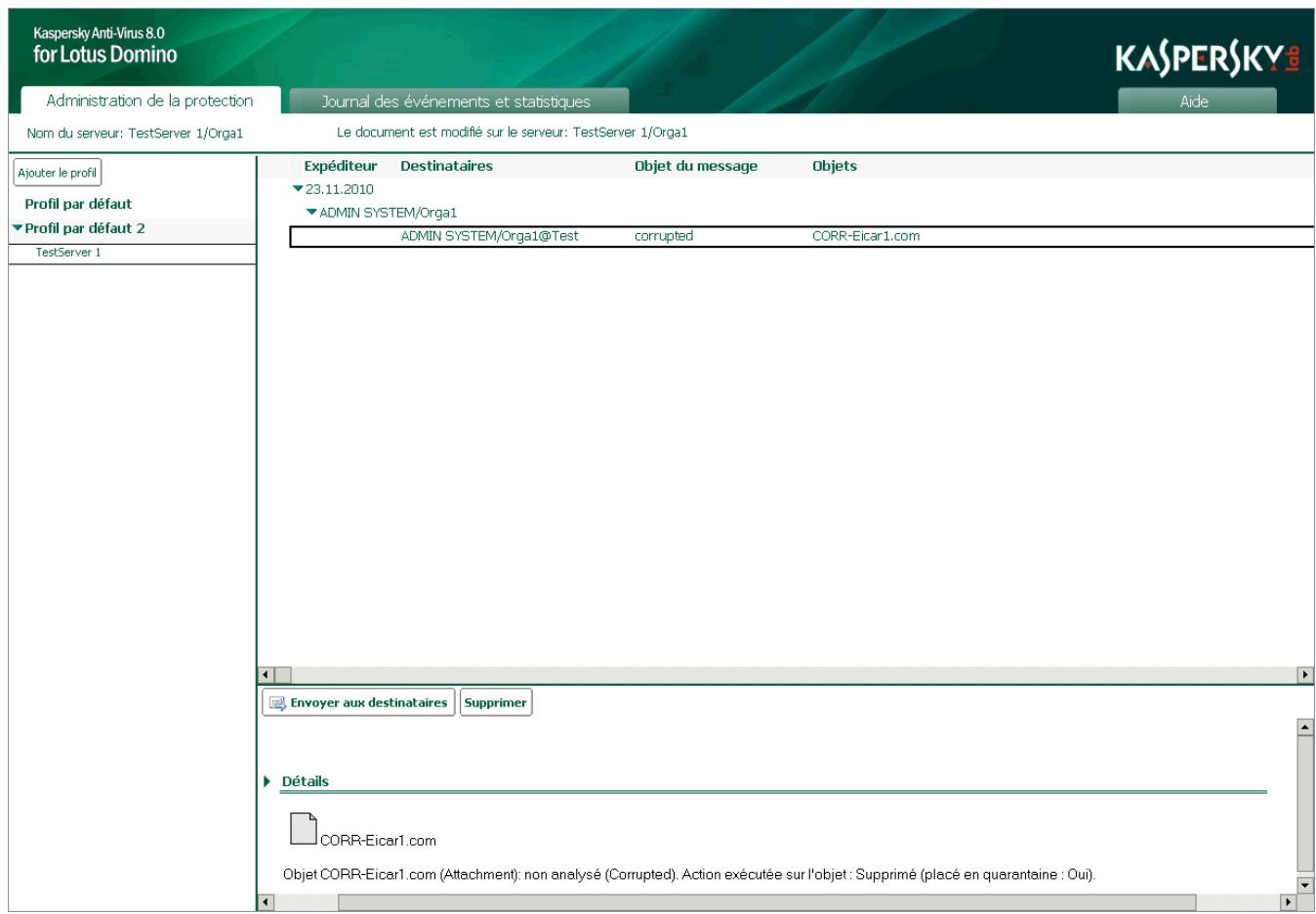 KASPERSKY ANTI-VIRUS 8 - ACTIONS À EXECUTER SUR LES OBJECTS PLACÉS EN QUARANTAINE - 1