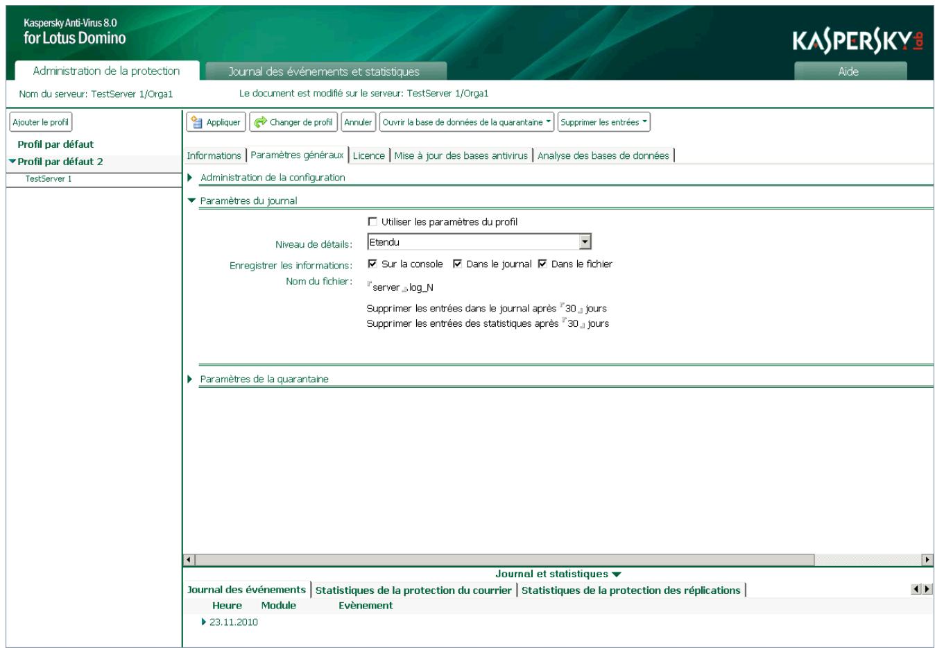 KASPERSKY ANTI-VIRUS 8 - CONFIGURATION DES PARAMÉTRES DU JOURNAL DES ÉVÉNEMENTS - 1