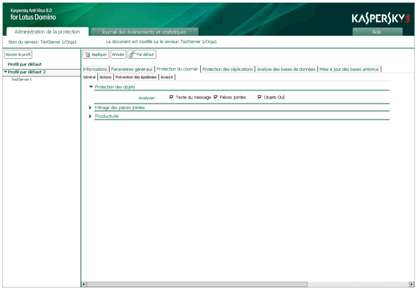 KASPERSKY ANTI-VIRUS 8 - SÉLECTION DES OBJECTS POUR LA PROTECTION DU COURRIER - 1