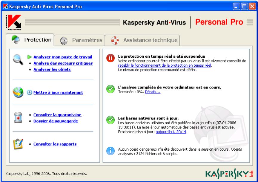 KASPERSKY ANTI-VIRUS PERSONAL PRO 5.0 - Onglet Protection - 1