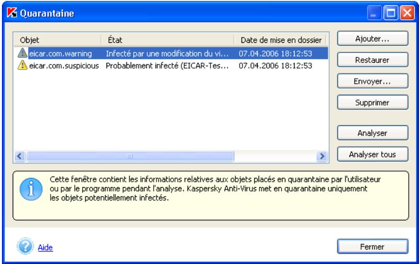 KASPERSKY ANTI-VIRUS PERSONAL PRO 5.0 - Manipulation des objets en quarantine - 2