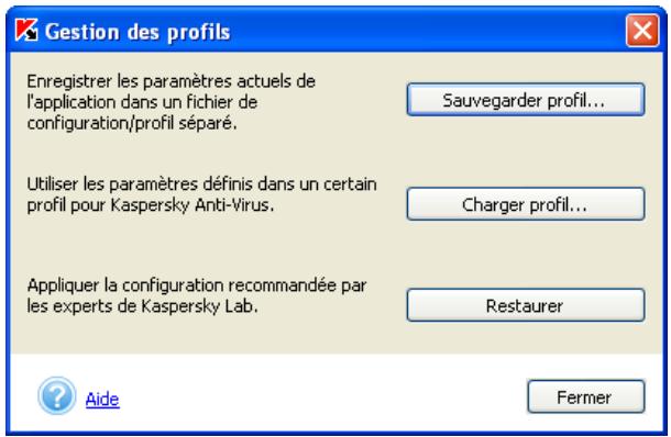 KASPERSKY ANTI-VIRUS PERSONAL PRO 5.0 - Gestion des configurations de Kaspersky Anti-Virus - 1