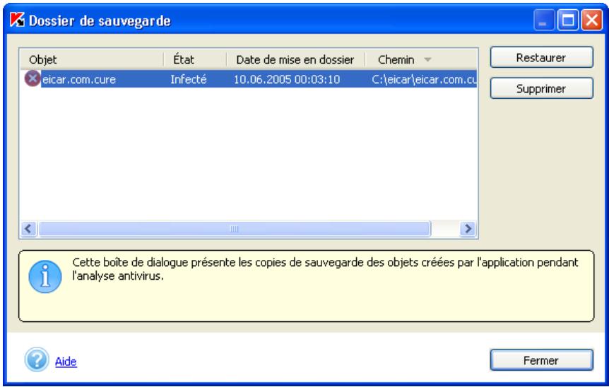 KASPERSKY ANTI-VIRUS PERSONAL PRO 5.0 - Manipulation des copies de sauvegarde - 2