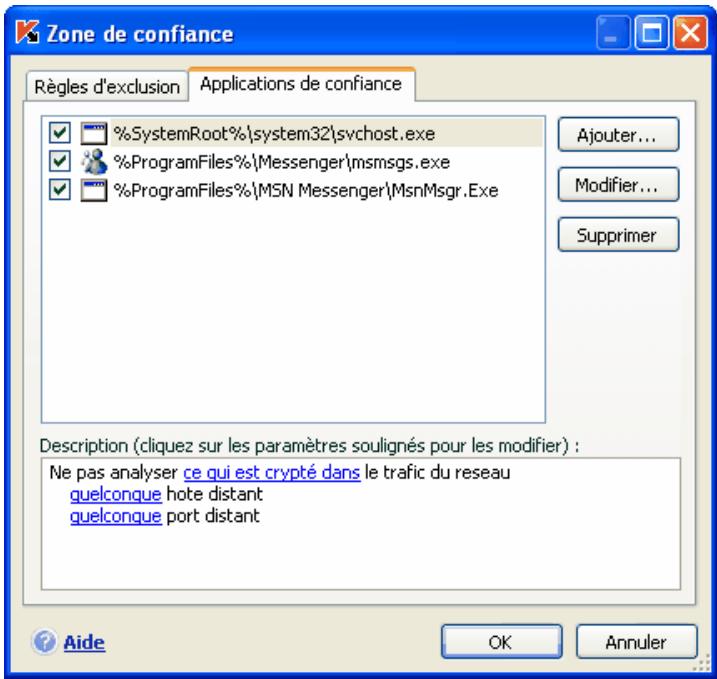 KASPERSKY INTERNET SECURITY 6.0 - Applications de confiance - 1