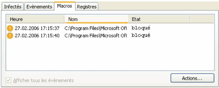 KASPERSKY INTERNET SECURITY 6.0 - Onglet Macros - 1