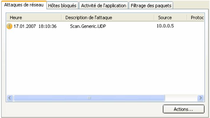 KASPERSKY INTERNET SECURITY 6.0 - Onglet Attaques de réseau - 1