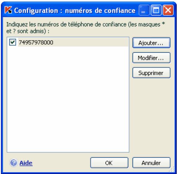 KASPERSKY INTERNET SECURITY 6.0 - Constitution de la liste des numérios de confiance pour Anti-numéroteur automatique - 1