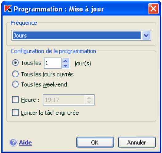 KASPERSKY INTERNET SECURITY 6.0 - Programmation du lancement de tâches liées à la recherche de virus et à la mise à jour - 1