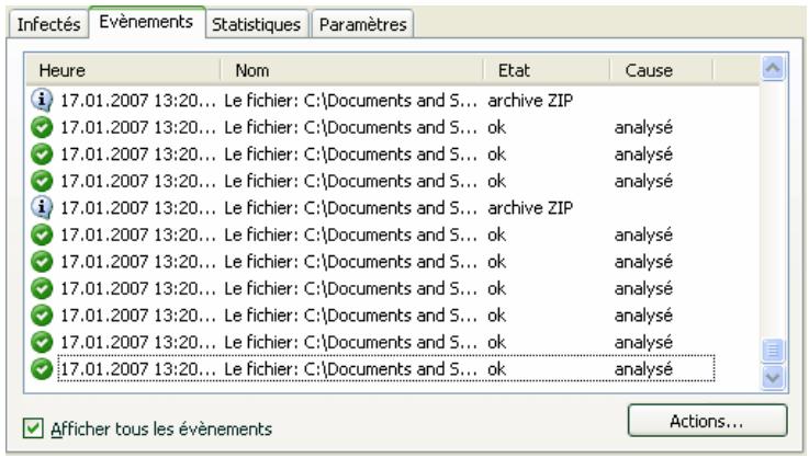 KASPERSKY INTERNET SECURITY 6.0 - Onglet Evénements - 1
