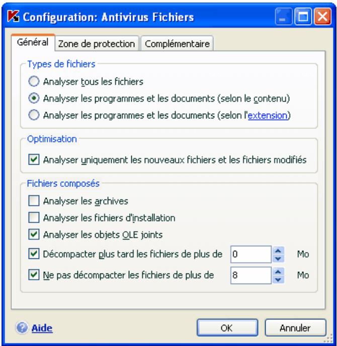 KASPERSKY INTERNET SECURITY 6.0 - Définition du type de fichiers analysés - 2
