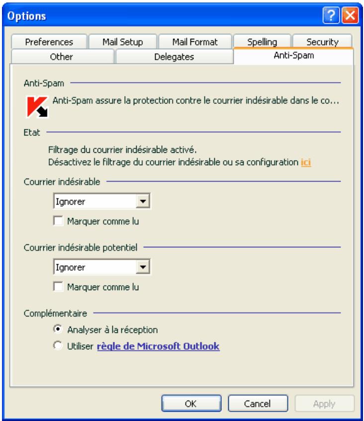 KASPERSKY INTERNET SECURITY 6.0 - Configuration du traitement du courrier indésirable dans Microsoft Office Outlook - 1