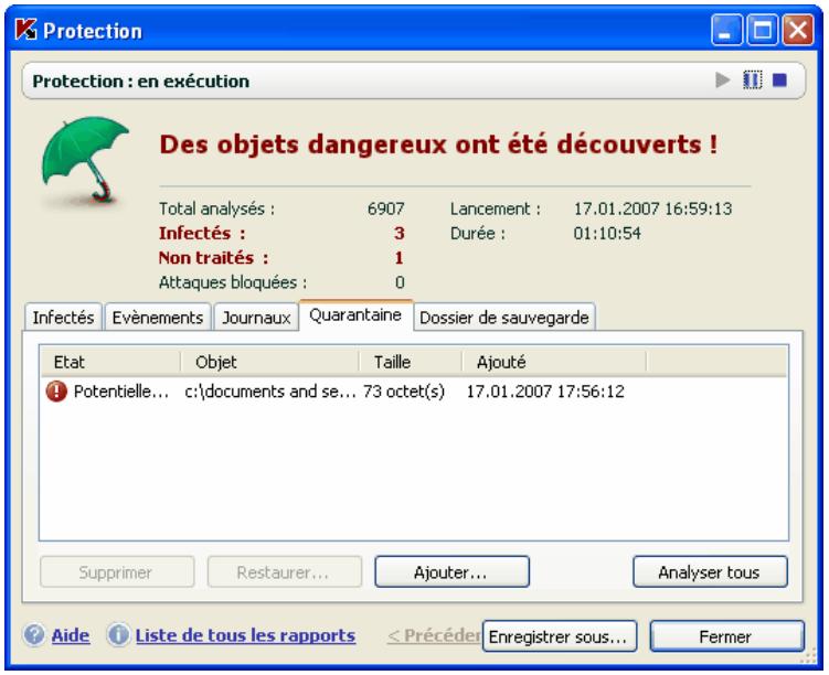 KASPERSKY INTERNET SECURITY 6.0 - Manipulation des objets en quarantine - 1