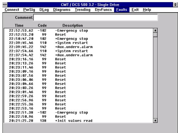 ABB DCF 500B - Menu Faults - 1