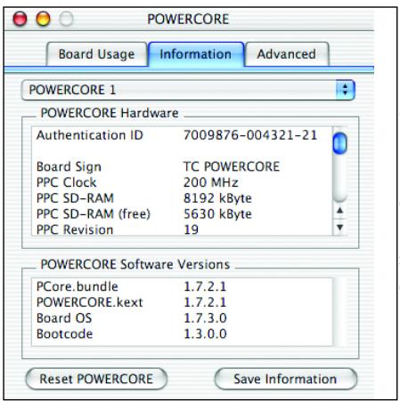 TC ELECTRONIC POWERCORECOMPACT - ONGLET BOARD USAGE - 1