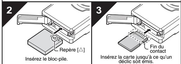 LOGICOM-SANYO XACTI VPC-E7 - Insérez le bloc-pile et la carte. - 2