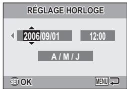 LOGICOM-SANYO XACTI VPC-E7 - Appuyez sur la touche [▲] ou sur la touche [▼] pour sélectionner "REGLAGE HORLOGE" et appuyez sur la touche SET ou sur la touche[▶]. - 1