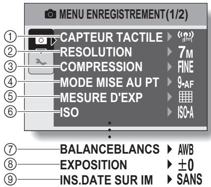 LOGICOM-SANYO XACTI VPC-E7 - Présentation du menu d'enregistrement - 1