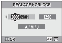 LOGICOM-SANYO XACTI VPC-S70 - Appuyez sur la touche [▲] ou sur la touche [▼] pour sélectionner "RéGLAGE HORLOGE" et appuyez sur la touche SET ou sur la touche[▶]. - 2