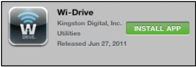 KINGSTON WID - ábra - Wi-Drive alkalmazás a Kingston Digital-tól, 'FREE' - 1