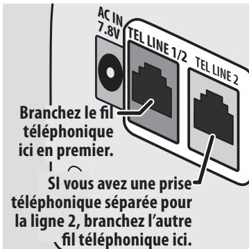 UNIDEN DECT4066 - Branchez le cordon d'alimentation et le fil téléphonique - 1