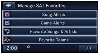 DODGE AVENGER - Favoris de la radio satellite SiriusXM [Favoris du mode SATELLITE] - 1