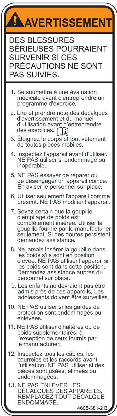 CYBEX INTERNATIONAL 12231 DIP CHIN - Autocollants d'avertissement / mise en garde - 1