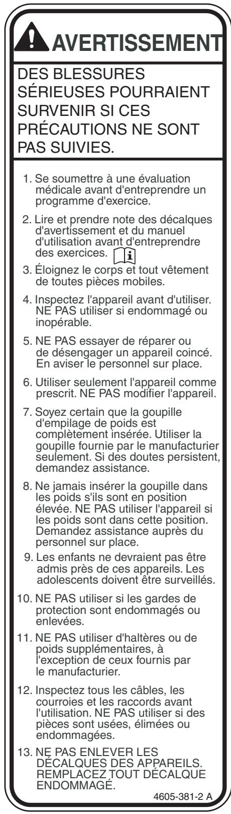 CYBEX INTERNATIONAL 13120 STANDING CALF - Autocollants d'avertissement/mise en garde - 1