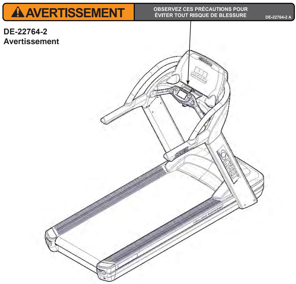 CYBEX INTERNATIONAL 770T-CT TREADMILL - Autocollants d'avertissement - 1