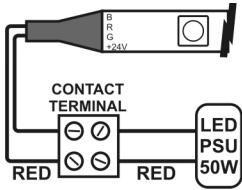 BEGLEC FLEXI LED - Conectar o Flexiled™ de cor una a um LED PSU 50W/24V: - 1