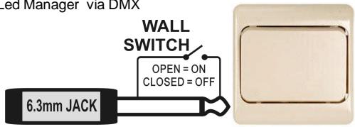 BEGLEC MINI LED MANAGER - Aansluiten van een gewone analoge schakelaar voor de black-out functie: - 1