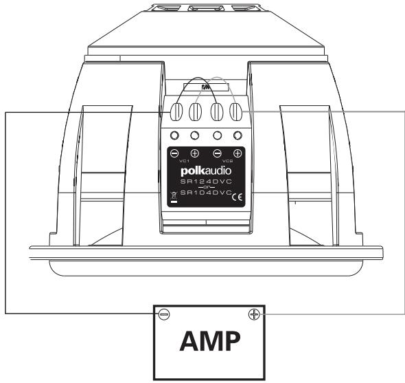 POLK AUDIO SR124DVC - CÂBLAGE DES SUBWOOFERS SR104/124 À BOBINE ACOUSTIQUE SIMPLE - 4