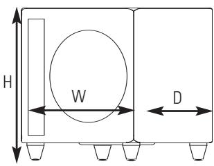 POLK AUDIO DSW PRO 400 - Abmessungen (nach unten abstrahlend) - 1