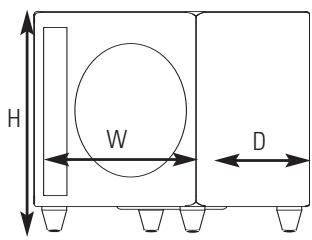 POLK AUDIO DSW PRO 600 - Dimensiones con calidad de sonido hacía abajo - 1