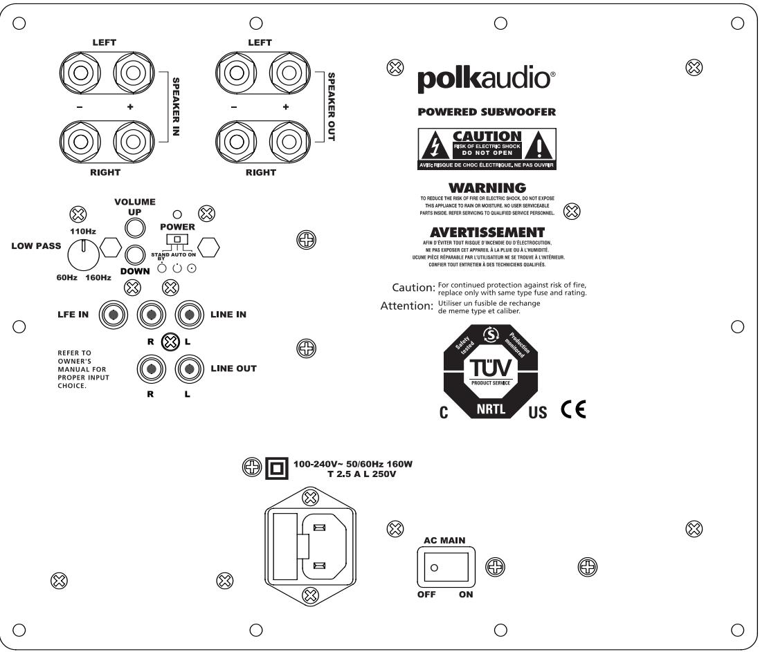 POLK AUDIO DSW PRO 600 - Chave Standby/Auto/On (Prontidão/Automática/Ligado) - 1