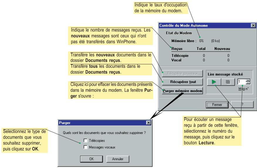 US ROBOTICS WINPHONE - Consulter les documents reçus : fenêtré controle du mode auto-nome - 2