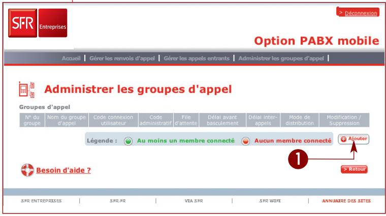 SFR OPTION PABX MOBILE - Comment ajouter une ligne dans un groupe d'appel ? - 1