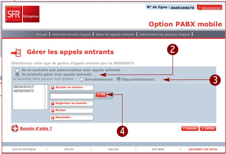 SFR OPTION PABX MOBILE - > En pratique - 2