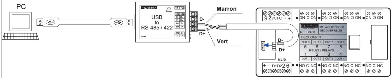FERMAX MDS - Connexion pour programmer les décodeurs - 2