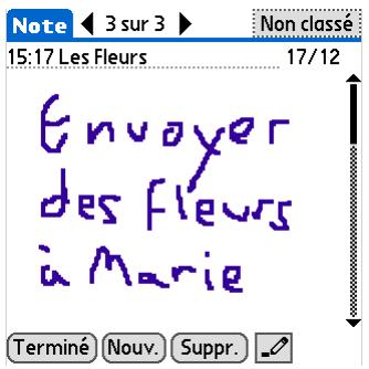 PALMONE ZIRE 72 - Navigation dans les écrans d'enregistrement - 1