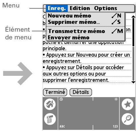 PALMONE ZIRE 72 - Utilisation des menus - 2