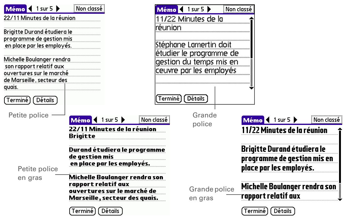 PALMONE ZIRE 72 - Modifier les polices de l'écran - 1