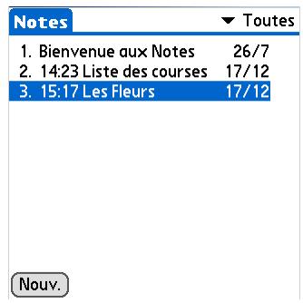 PALMONE ZIRE 72 - Affichage et modification d'une note - 3