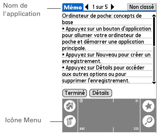 PALMONE ZIRE 72 - Utilisation des menus - 1