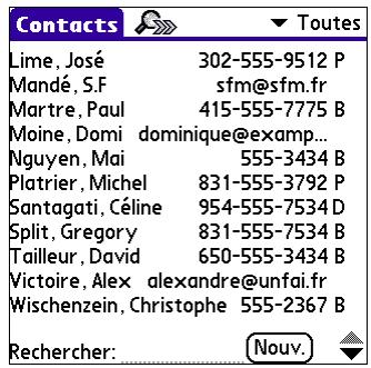 PALMONE ZIRE 72 - Ajout d'un contact - 1