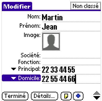 PALMONE ZIRE 72 - Ajout d'un contact - 3