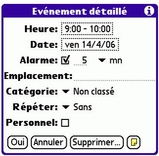 PALMONE ZIRE 72 - Définition d'une alarme - 3