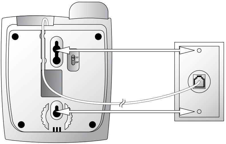 AT&T AT&T 915 - Branchez le fil téléphonique dans la prise modulaire et installez le socle au mur, tel que démontré. - 1