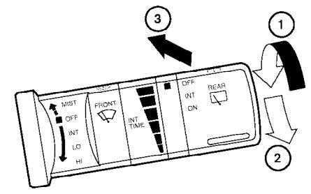 INFINITI QX56 - COMMANDE D'ESSUIE-GLACE ET DE LAVE-GLACE DE LUNETTE ARRIERE - 1