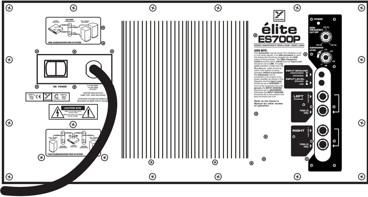 YORKVILLE ELITE ES700P - Dimensions - 1